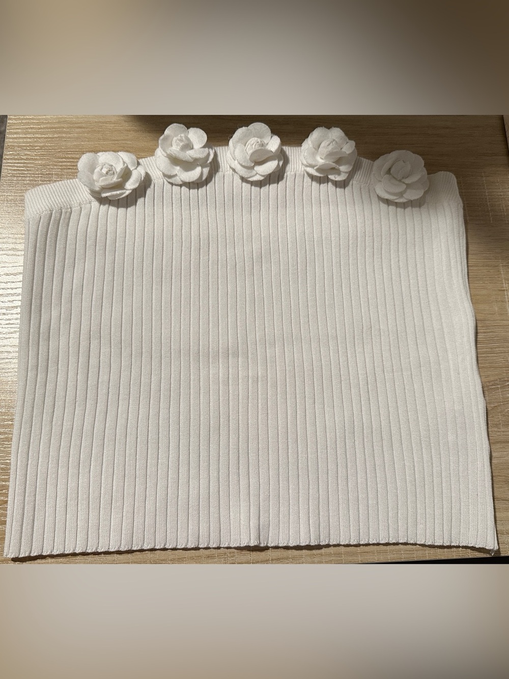White Ribbed Floral Tube Top Size 2X